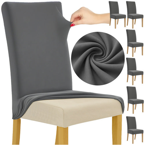 Set 6 huse pentru scaune, Zola, 65 x 40 x 35 cm, benzi elastice,universale, gri inchis