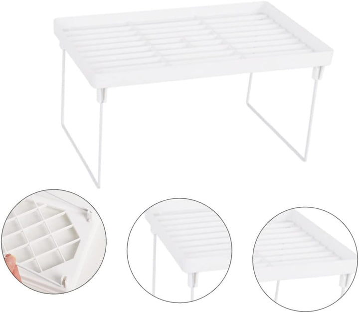Raft organizator cu picioare pliabile, Zola®, plastic si metal, 31.5x19.5x16 cm, alb