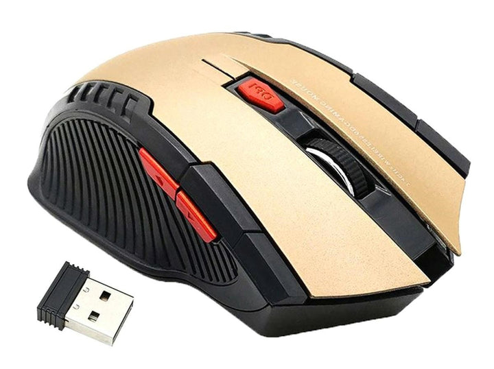 Mouse optic cu WI-FI, Zola®, fara fir,5 butoane+scroll, 11.5x7.5x3.5 cm, negru si auriu
