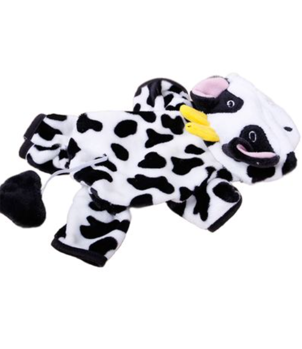 Haina pentru catei pufoasa, Zola®, model vaca alb/negru - marimea S, 31x19 cm