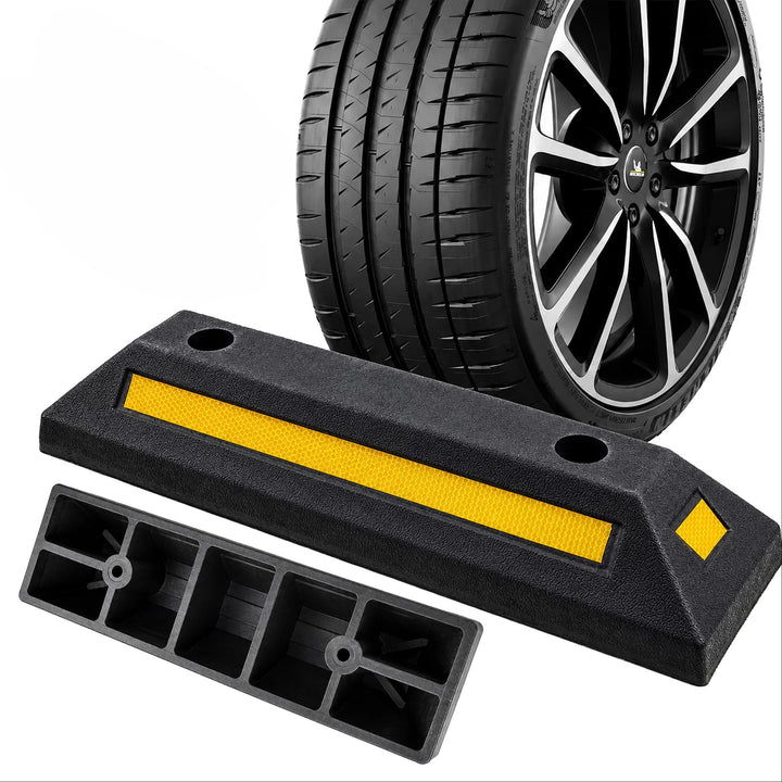 Opritor roti auto pentru parcare, Zola, benzi reflectorizante, cauciuc, 54.8 x 14.5 x 9 cm