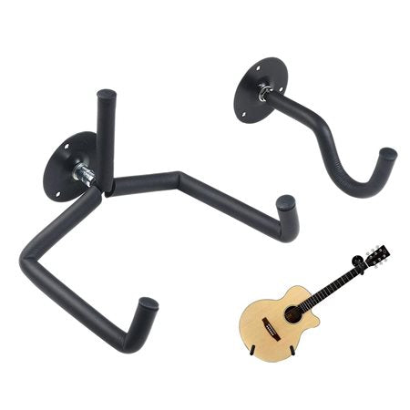 Suport de perete pentru chitara, Zola, 2 piese, accesorii montare incluse, din otel, negru