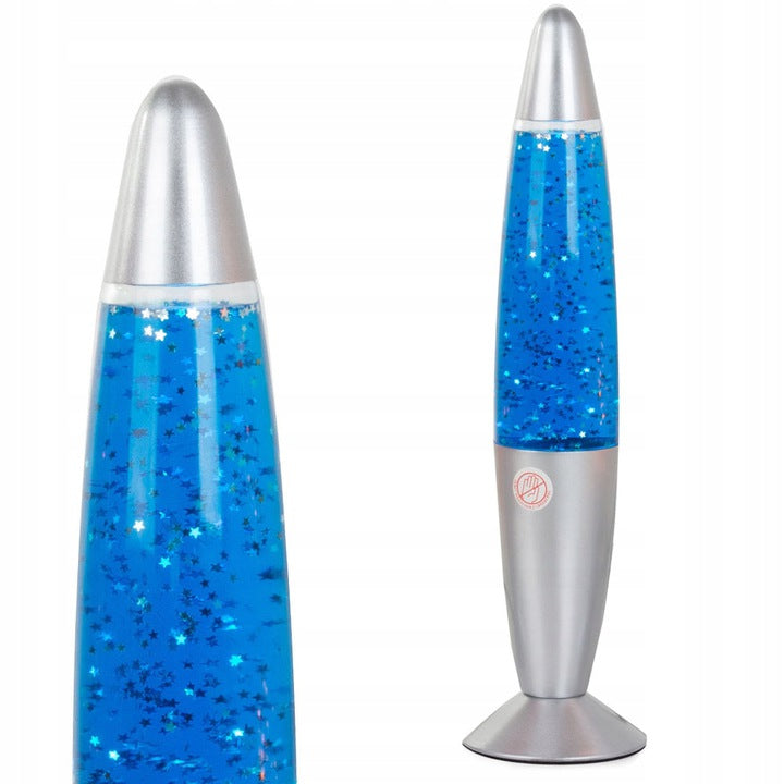 Lampa de noptiera, Zola®, argintie cu Glitter, albastru, 34.5x9 cm