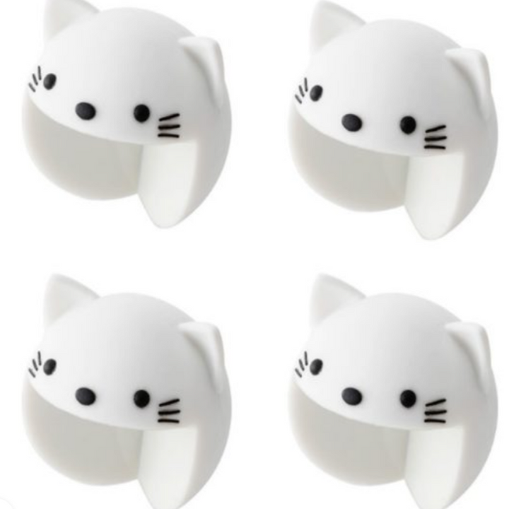 Set 4 bucati aparatoare pentru colturi, Zola®, model pisicuta alba, din silicon, 3x3 cm, alb