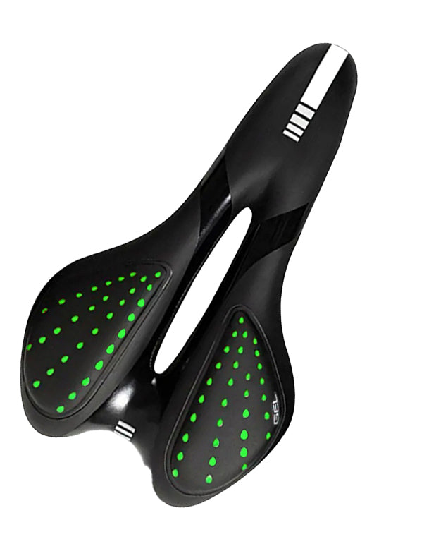 Sa pentru bicicleta, Zola, din gel extrem de confortabil, orificii de ventilatie, pe 2 tije, 27x16x5 cm, negru cu verde