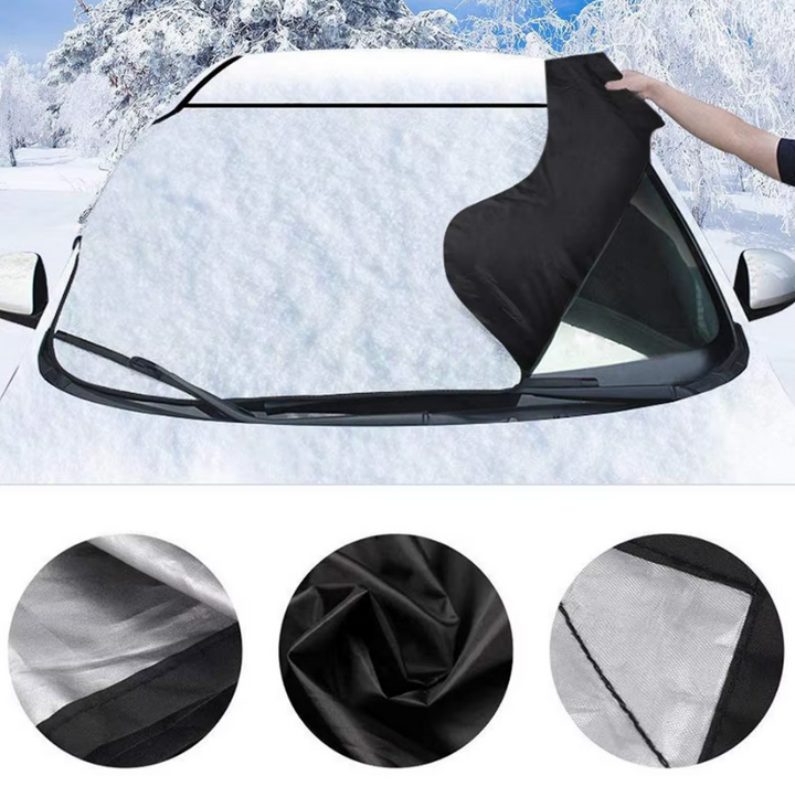 Parasolar iarna parbriz anti-inghet, Zola, prindere magnetica, latime sus 210 cm, latime jos 150 cm, inaltime 125 cm, din poliester, negru