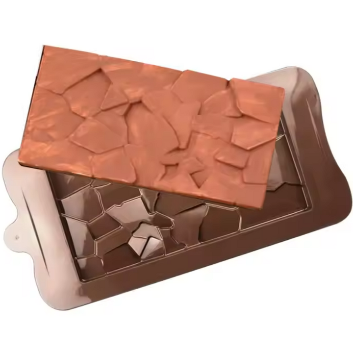 Forma din silicon pentru ciocolata de casa, Zola, din silicon, model abstract, rezistenta la temperatura -40 pana la +230 grade, flexibila, 21x10.5 cm, maro