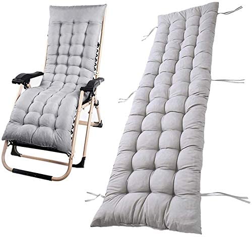 Perna pentru sezlong de gradina, Zola®, gri, prindere cu siret, bumbac, umplutura bumbac perlat, 173 x 50 x 5 cm