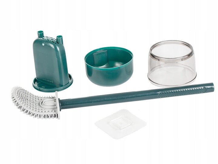 Perie de toaleta din silicon, UBX, cu suport, prindere perete, gri/albastru, 38x7 cm