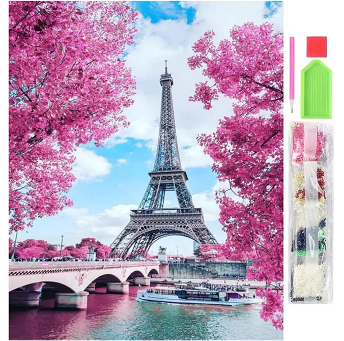 Goblen mozaic cu diamante, Zola, model Turnul Eiffel, 30x40 cm