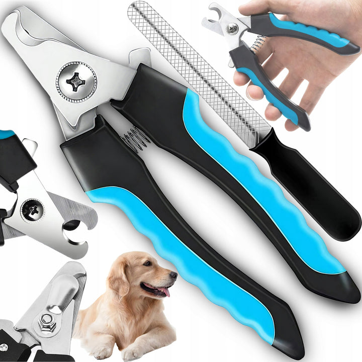 Set cleste de unghii si pila pentru caini si pisici, Zola, maner antiderapant si ergonomic, otel inoxidabil, negru/albastru