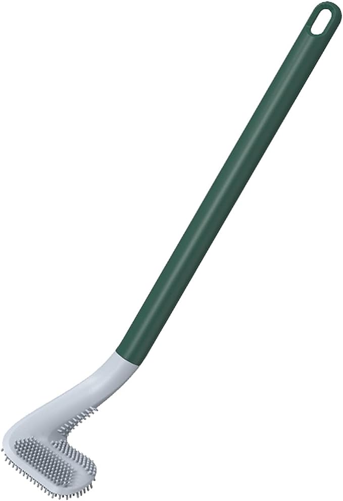 Perie de toaleta din silicon, Zola®, carlig de agatare, rezistent la umezeala si murdarie, usor de folosit, 40x7x4.5 cm, verde