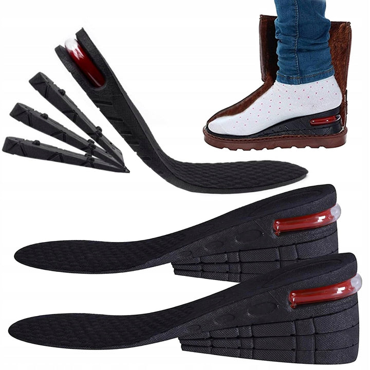 Set branturi inaltatoare pentru pantofi, Zola®, 2 bucati, din plastic moale, placut la atingere, reglabile, 2.5/6.5/8.5 cm, negre, marime universala 35-42, lungime 27 cm, latime 8 cm