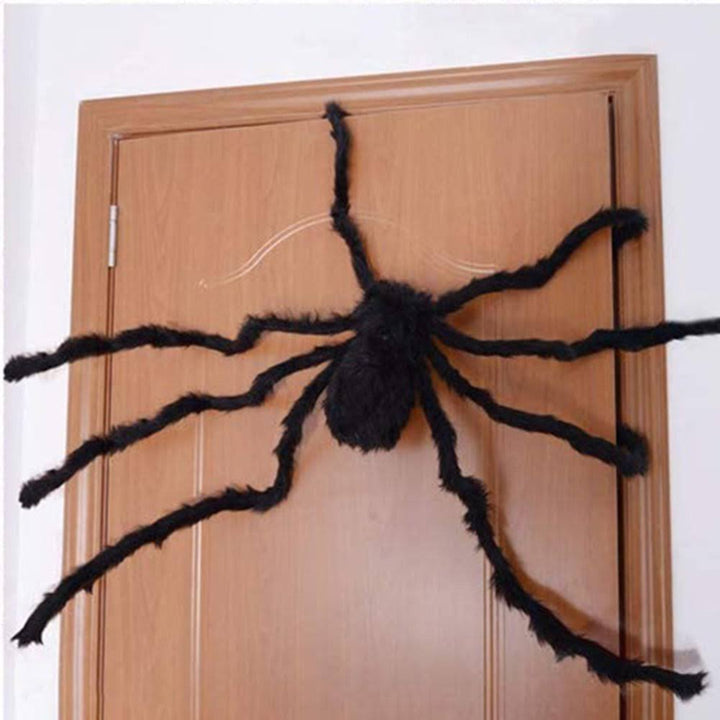 Decoratiune Halloween paianjen gigantic, Zola, paros, 90 cm, negru,plastic si metal