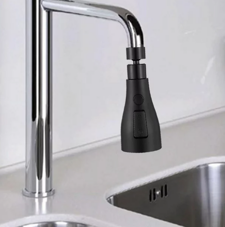 Aerator universal pentru robineti, Zola®, complet rotativ, 2 tipuri de fluxuri, reduce consumul de apa cu 70%, 14x5x2.2 cm, negru