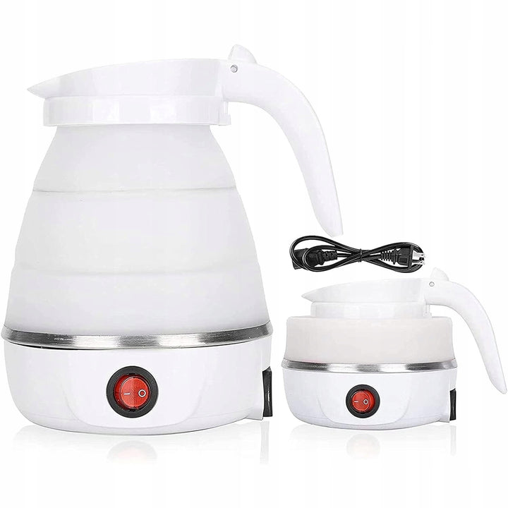 Fierbator electric pliabil, Zola, 600 ml, 600W, compact si portabil, silicon, baza din otel inoxidabil,  13.2 x 17.2 cm, alb