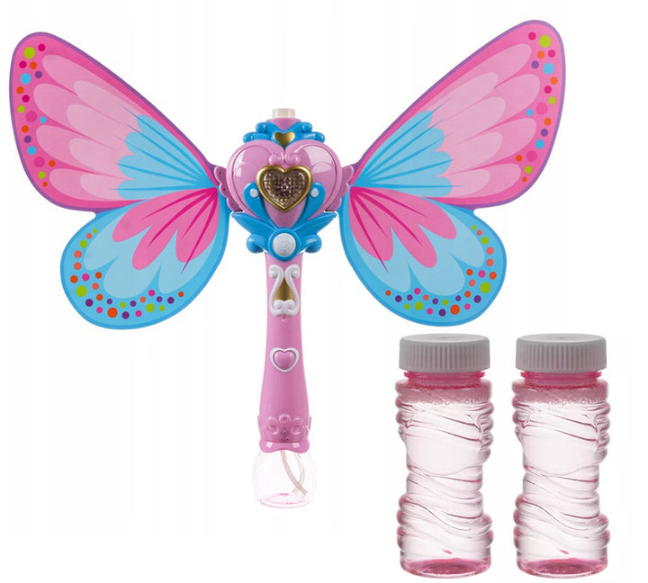 Pistol de facut baloane, Zola®,  2 in 1  bagheta magica si fluture, lumini, 2 rezerve, 43x37x5 cm
