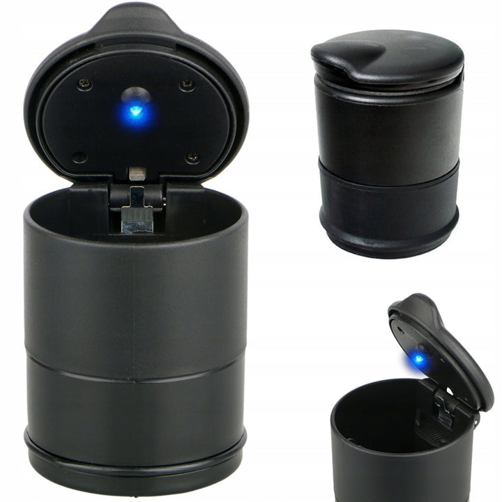 Scrumiera auto cu led, Zola®, negru, universala, 7x9 cm