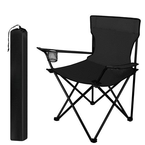 Scaun pliabil de pescuit/camping, Zola, suport pahar, cadru fier, Oxford 600D, suportata 100 kg, sac depozitare, 80 x 44 x 80 cm, negru