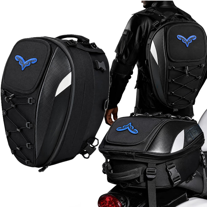Rucsac moto 2 in 1, Zola, 45L, compartiment casca, husa impermeabila, elemente fixare, Oxford 1680D, 43 x 30 x 20 cm, negru