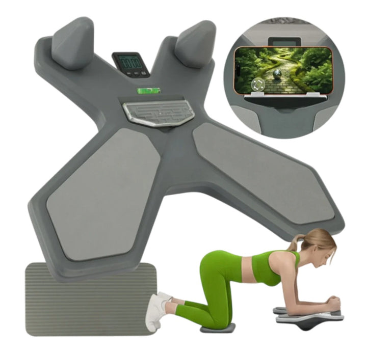 Placa de echilibru multifunctionala pentru antrenament, Zola, pilates si fitness, panou reversibil, cronometru, nivela incorporata, suprafata antiderapanta, 41 x 52 cm, gri