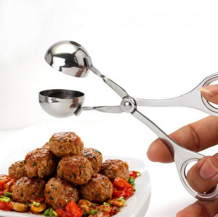 Cleste din inox pentru formarea bilelor din carne,  Zola®,  17x7.5 cm, argintiu