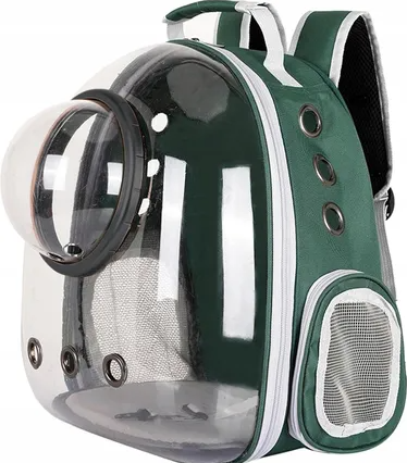 Rucsac pentru transportul animalelor, Zola, fereastra frontala mare, deschideri de ventilatie, pentru pisici si animale mici, greutate maxima suportata 7 kg, verde