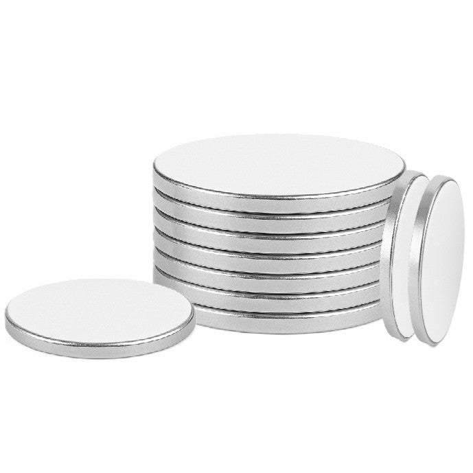 Set 10 magneti rotunzi autoadezivi, Zola, neodim, 20 x 1 mm, argintii
