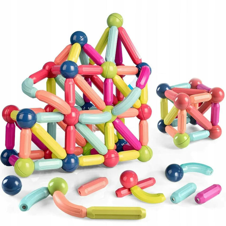 Joc magnetic 27 piese, Zola, constructii 2D si 3D, plastic/metal, multicolor