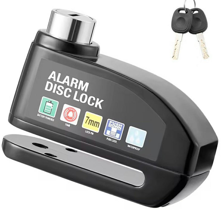 Lacat antifurt, blocare disc frana cu alarma, Zola®, sonor 110dB, 2 chei incluse, plastic ABS, 9 x 7 cm, negru