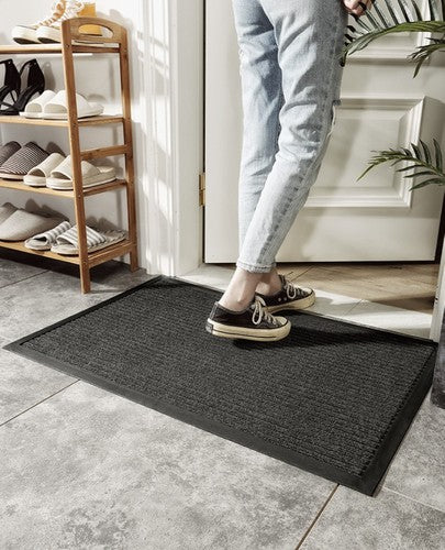 Covoras intrare de exterior cauciucat, Zola®, gri antracit, suprafata fetru, 58.6 x 88.2 cm