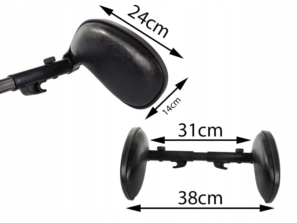 Tetiera auto pentru cap si gat, Zola®, perna moale, reglabila, rotite la 360°, negru, 38 x 23 cm