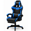 Scaun gaming, Zola, suporta 150 kg, spatar reglabil, suport pentru picioare extensibil, tetiera, piele ecologica, negru/albastru