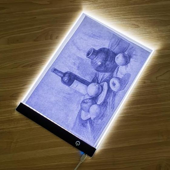 Plansa de desen A4, Zola, cu iluminare de fundal LED, 3 niveluri de iluminare, 1.8W, microUSB, 23x30.5x0.35 cm, transparenta
