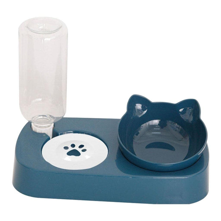 Dozator automat de apa si bol de mancare pentru pisici, Zola®, usor de curatat, plastic, 29x16x21 cm, albastru
