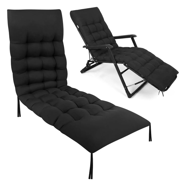 Perna pentru sezlong, Zola, 180 x 56 x 9 cm, lavabila, snururi fixare, bumbac si poliester, neagra