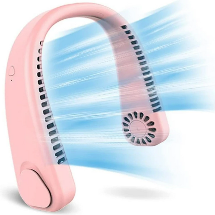 Ventilator portabil pentru gat, Zola, fara fir,  flexibil, 3 viteze, reincarcabil,  20.35 X 18.45 x 5.73 cm, roz