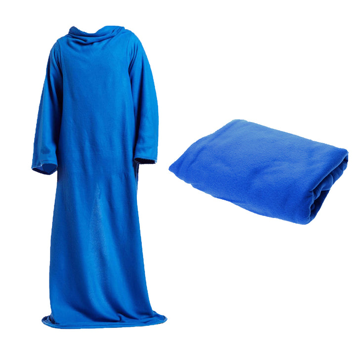 Patura cu maneci, Zola®, unisex, moale si confortabila, 138x180 cm, albastru