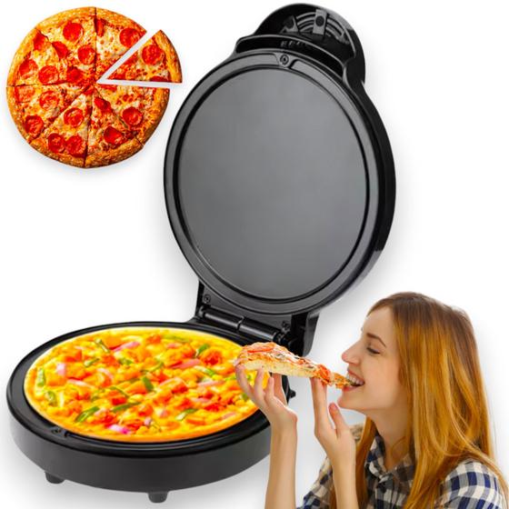 Aparat pentru preparat pizza, Zola, 1000W, diametru 17.5 cm, placi antiaderente, indicator luminos, incalzire pe ambele parti, 220/240, negru