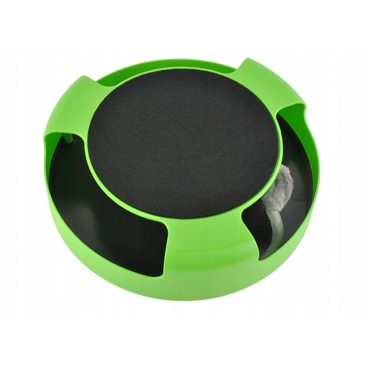 Jucarie interactiva pentru pisici, Zola®, prinde soricelul, cu loc pentru zgariat, verde