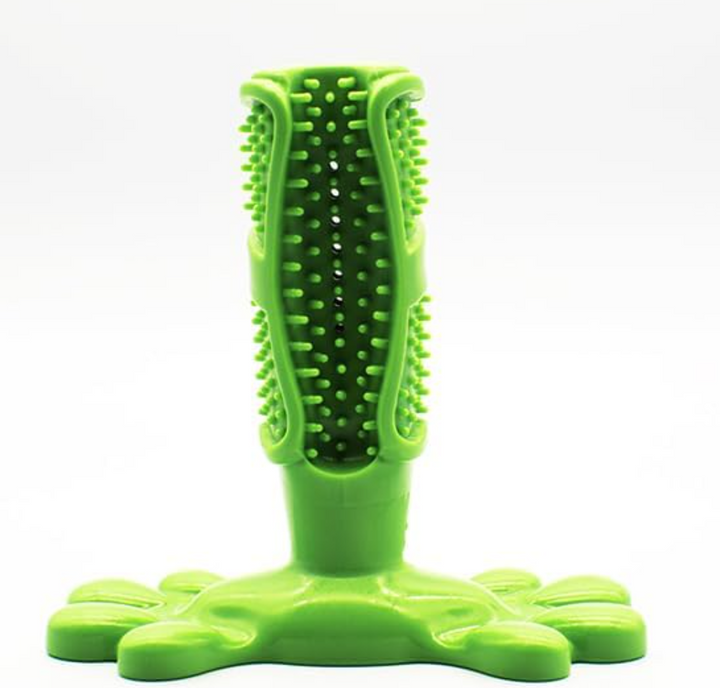 Jucarie de catei, Zola®, pentru curatarea dintilor, indeparteaza resturile, intareste gingiile, curata limba, cu 2 tipuri de suprafete, din cauciuc, mode cu degetele, 12x11.5x5 cm, verde