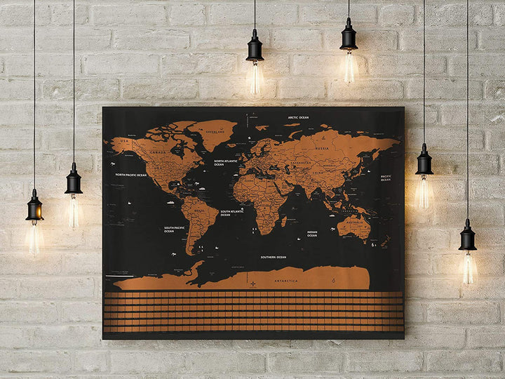 Set Harta lumii razuibila, Zola®, noteaza-ti unde ai fost in vacanta, 82 x 59 cm