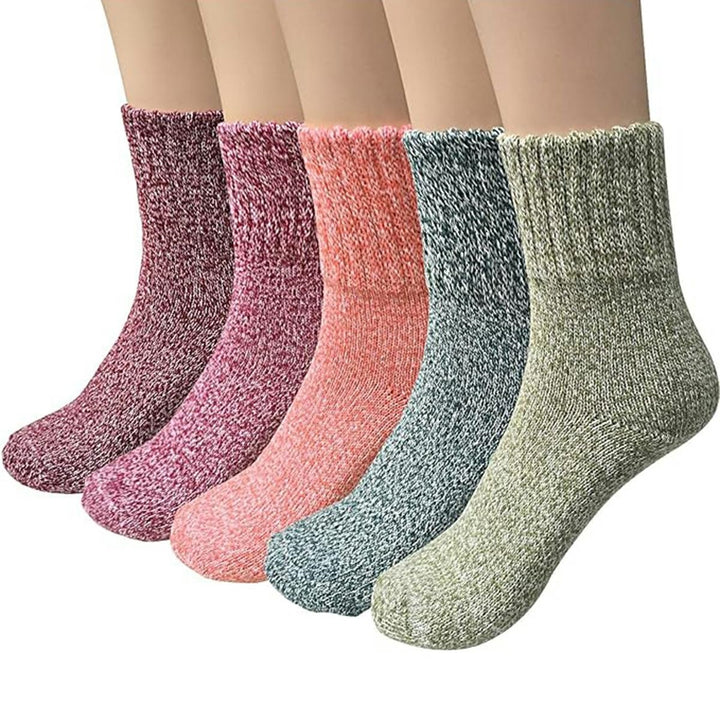 Set 5 perechi de sosete femei, Zola, din tricot, pentru iarna, marimea 36-39, multicolor