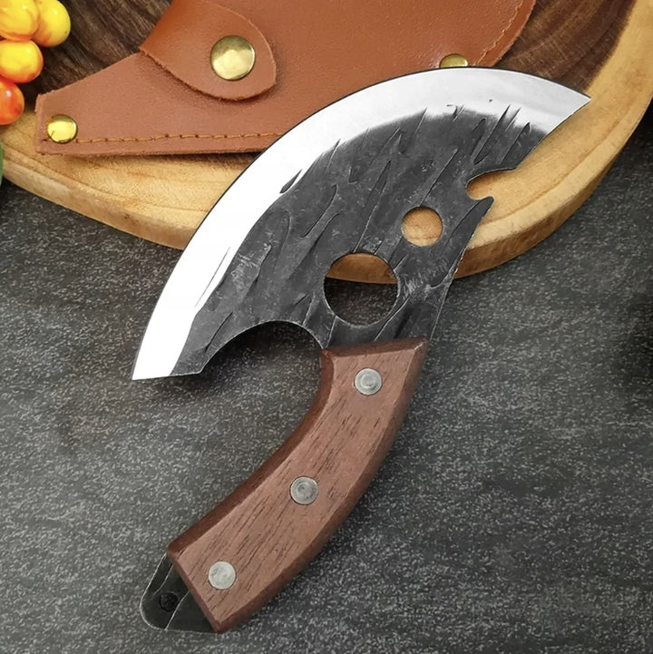 Cutit de bucatar, Zola, tip satar japonez, 19 cm, otel inoxidabil, maner de lemn
