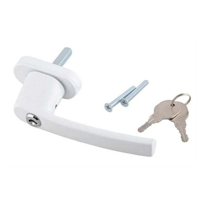 Maner universal pentru geam cu incuietoare, Zola®, 2 cheite, alb