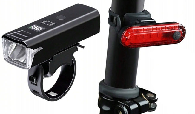 Set lumini pentru bicicleta fata-spate, Zola, 4 moduri de iluminare, LED alb-rosu, 400/120 lm, ABS, 650 mAh, rezistente la apa, reincarcabila