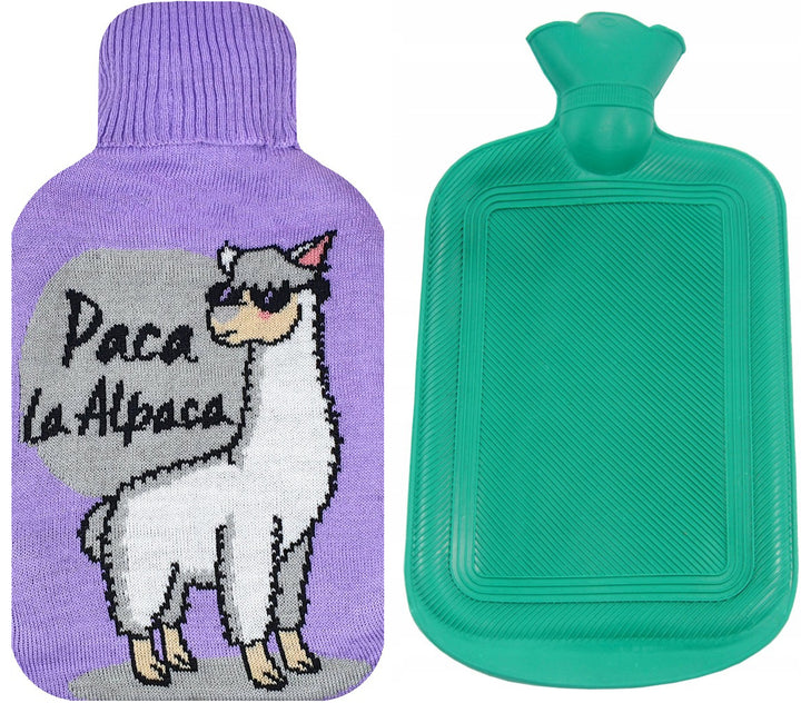 Perna pentru apa calda, Zola, capacitate 2l, din cauciuc,  cu husa pufoasa, alpaca mov