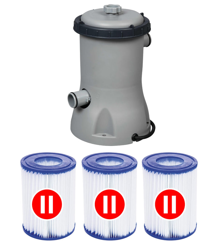Pompa curatare piscina cu 3 filtre incluse, Bestway, FLOWCLEAR, 2006 l/h, 530 gal