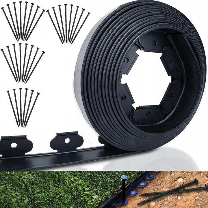 Kit bordura gazon, Zola, 30 ancore incluse, polipropilena, latime 6 cm, lungime 20 m, negru