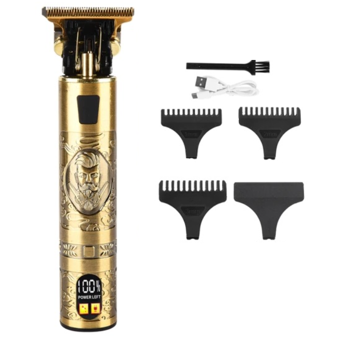 Set masina de tuns, ras si conturat barba, Zola®, ecran LCD, 4 dimensiuni, incarcator USB si baterie, perie si lichid de curatare, crem